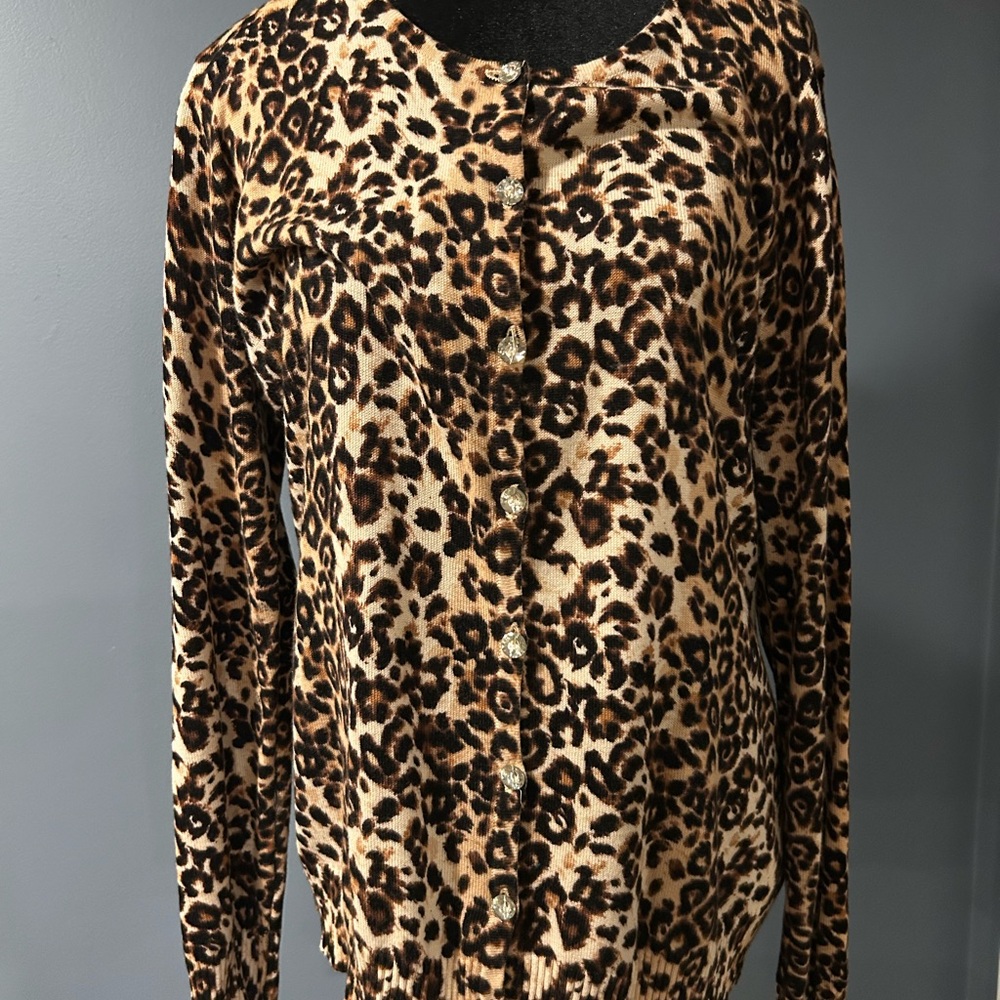 Jaclyn Smith Tan and Brown Buttoned Blouse